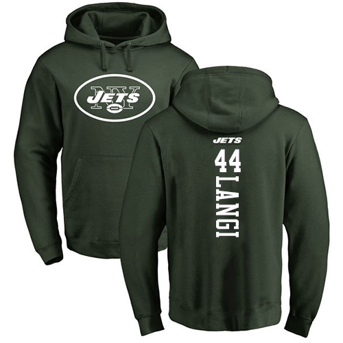 New York Jets Men Green Harvey Langi Backer NFL Football 44 Pullover Hoodie Sweatshirts